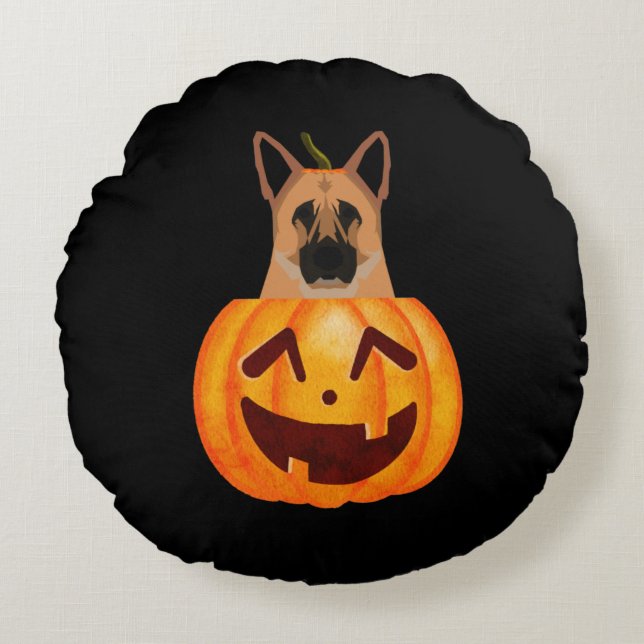 German Shepherd Rond Kussen (Voorkant)