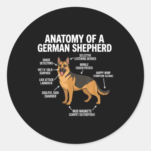 German Shepherd Ronde Sticker (Voorkant)