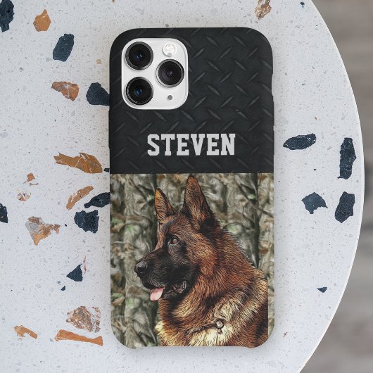 German Shepherd Rugged Camo Name Cool Dog Anima Case-Mate iPhone Case