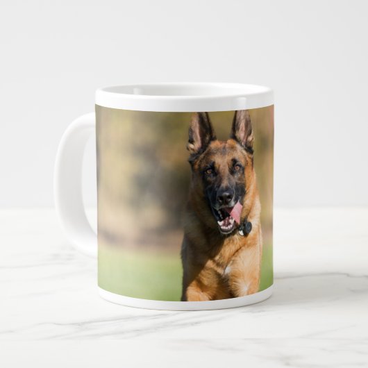 German Shepherd Running Grote Koffiekop (Links)