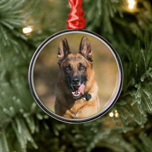 German Shepherd Running Metalen Ornament (Boom)