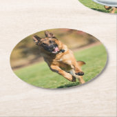German Shepherd Running Ronde Kartonnen Onderzetter (Gebogen)