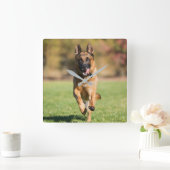 German Shepherd Running Vierkante Klok (Huis)