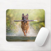 German Shepherd Running with Stick Muismat (Met muis)