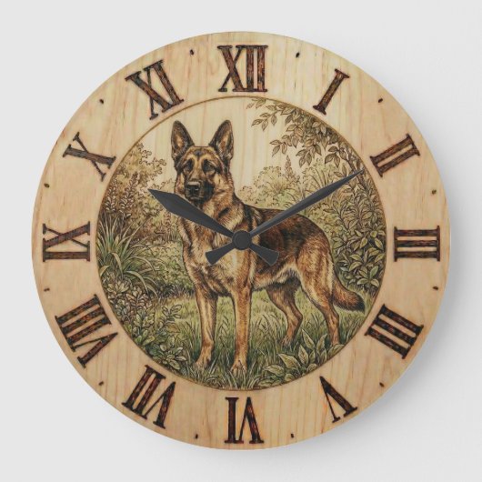 German Shepherd - Rustic Dog Decor Grote Klok (Voorkant)