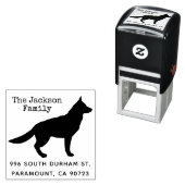German Shepherd Rustic Family Return Address Zelfinktende Stempel (In situ)
