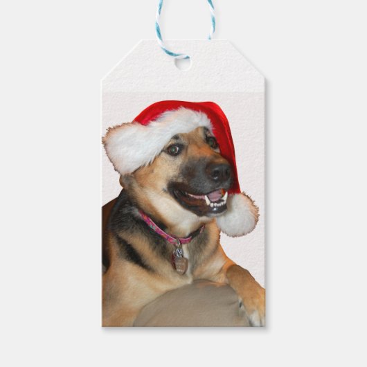 German Shepherd Santa Claus Cadeaulabel (Voorkant)
