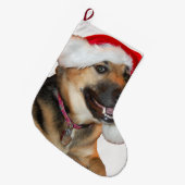 German Shepherd Santa Claus Grote Kerstsok (Voorkant (Hangend))