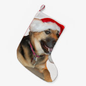 German Shepherd Santa Claus Kleine Kerstsok (Voorkant (Hangend))