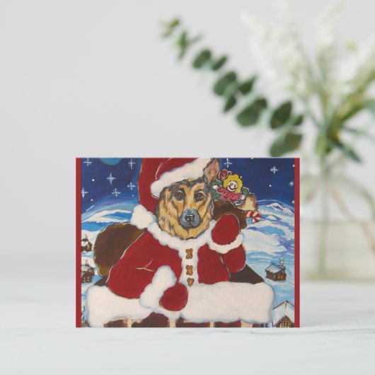 German Shepherd Santa Feestdagenkaart (Staand voorkant)