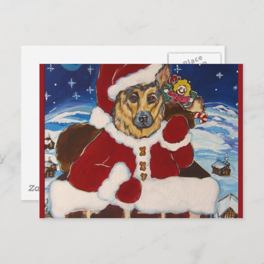 German Shepherd Santa Feestdagenkaart (Voorkant / Achterkant)