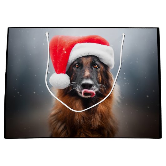 German Shepherd Santa Groot Cadeauzakje (Voorkant)
