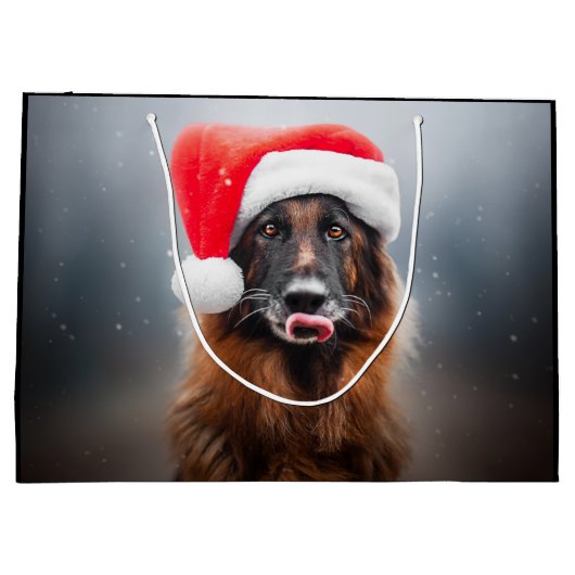 German Shepherd Santa Groot Cadeauzakje (Achterkant)