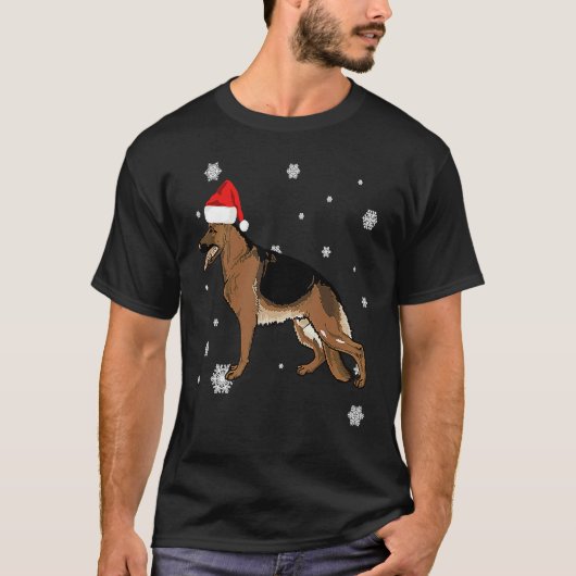 German Shepherd Santa Ha Christmas Dog T-shirt (Voorkant)