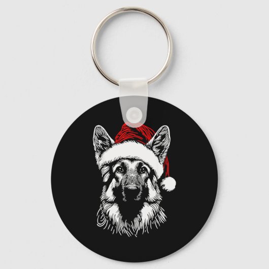 German Shepherd Santa Hat Christmas Xmas Pajama Wo Sleutelhanger (Voorkant)