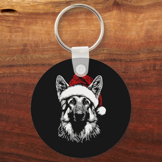 German Shepherd Santa Hat Christmas Xmas Pajama Wo Sleutelhanger (Voorkant)
