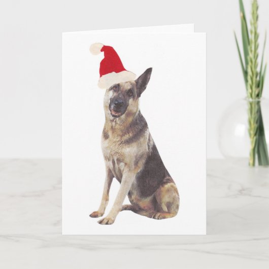 German Shepherd Santa Hat Feestdagen Kaart (Voorkant)