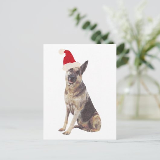 German Shepherd Santa Hat Feestdagenkaart (Staand voorkant)