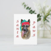 German Shepherd Santa Paws Feestdagenkaart (Staand voorkant)