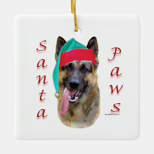 German Shepherd Santa Paws Keramisch Ornament (Voorkant)
