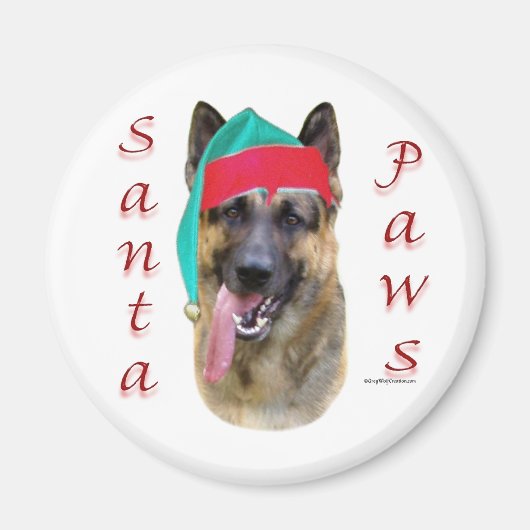 German Shepherd Santa Paws Magneet (Voorkant)