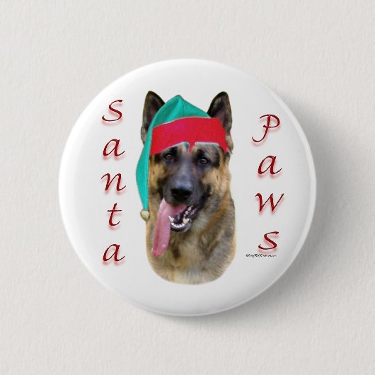 German Shepherd Santa Paws Ronde Button 5,7 Cm (Voorkant)