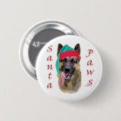 German Shepherd Santa Paws Ronde Button 5,7 Cm (Voorkant /achterkant)