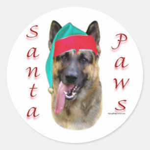 German Shepherd Santa Paws Ronde Sticker