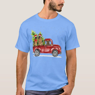 German Shepherd Santa Red Truck Snow Kerstman T-shirt