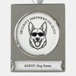 German Shepherd Security Ornament Verzilverd Banner Ornament
