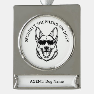 German Shepherd Security Ornament Verzilverd Banner Ornament