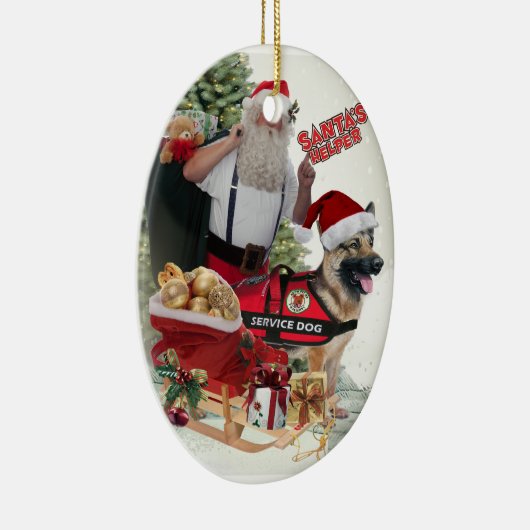 GERMAN SHEPHERD Service Dog Santa's Helper Keramisch Ornament (Rechts)