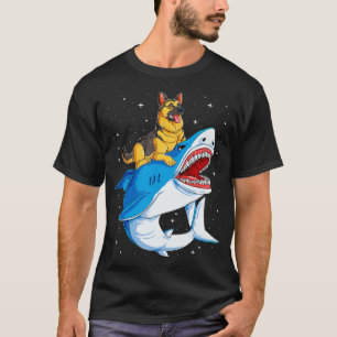 German Shepherd Shark T shirt Kinder Mannen Space