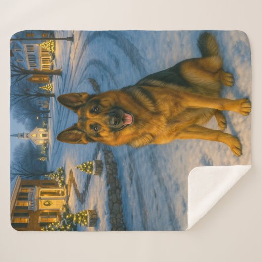 German Shepherd Sherpa Blanket Sherpa Deken (Voorkant (horizontaal))