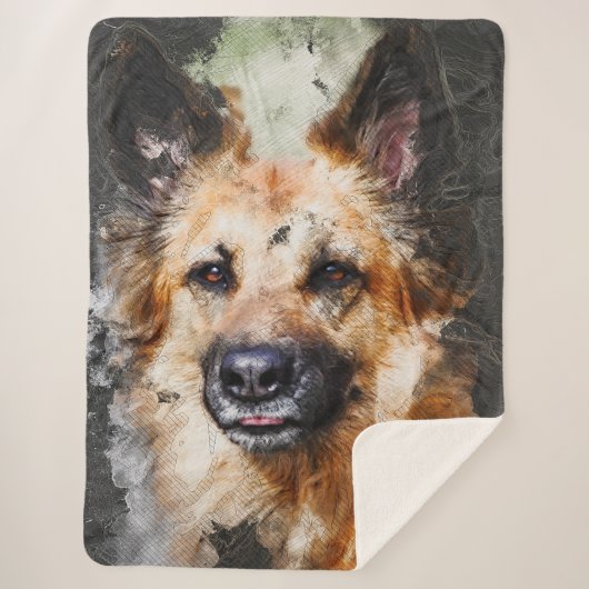 German Shepherd Sherpa Deken (Voorkant)