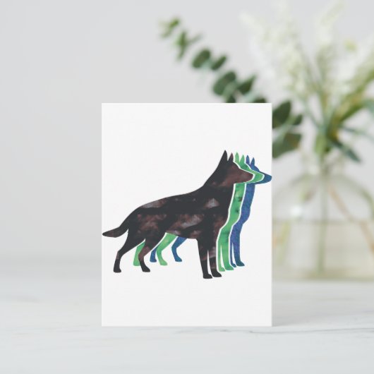 German Shepherd Silhouette Briefkaart (Staand voorkant)