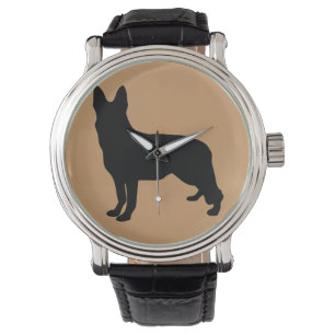 German Shepherd Silhouette Horloge