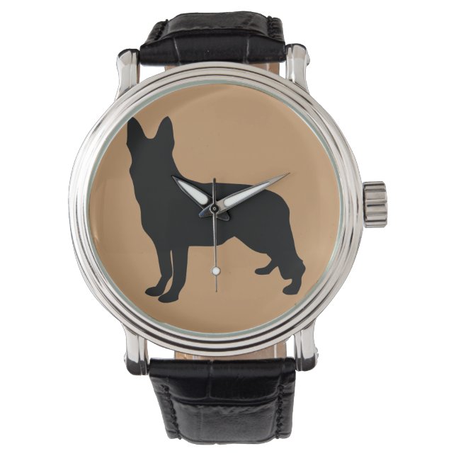 German Shepherd Silhouette Horloge (Voorkant)