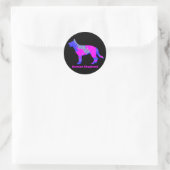 German Shepherd Silhouette Pink&Blue Ronde Sticker (Tas)