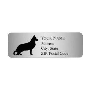 German Shepherd Silhouette Return Address Etiket