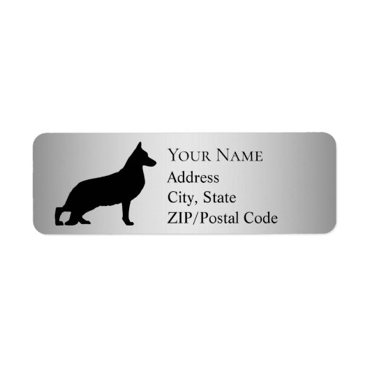 German Shepherd Silhouette Return Address Etiket (Voorkant)
