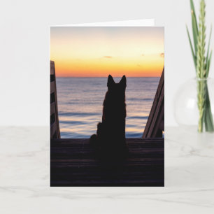 German Shepherd Silhouette vlak voor zonsopgang Kaart