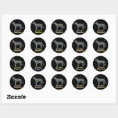 German Shepherd Silhouette Yellow&Black Grid Ronde Sticker (Vel)