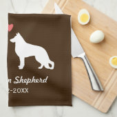 German Shepherd Silhouettes with Heart and Text Theedoek (Quarter Fold)