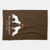 German Shepherd Silhouettes with Heart and Text Theedoek (Horizontaal)