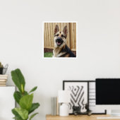 German Shepherd Sitting Alert Poster (Thuiskantoor)