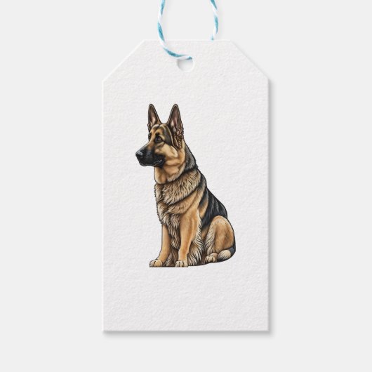 German Shepherd Sitting Cadeaulabel (Voorkant)