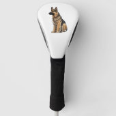 German Shepherd Sitting Golfheadcover (Voorkant)