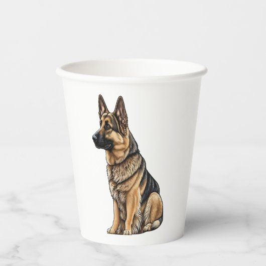 German Shepherd Sitting Papieren Bekers (Voorkant)