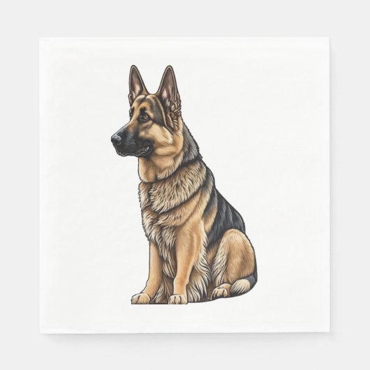 German Shepherd Sitting Servet (Voorkant)